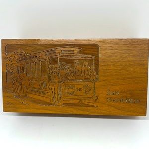 The San Francisco Music Box Co. Laser Engraved Street Car on Solid Walnut Box
